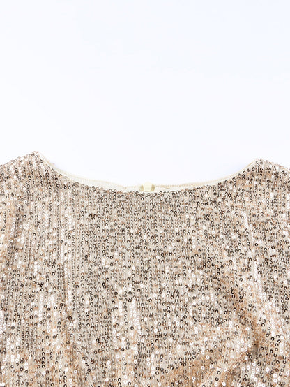 Sparkling V-Neck Long Sleeve Dress