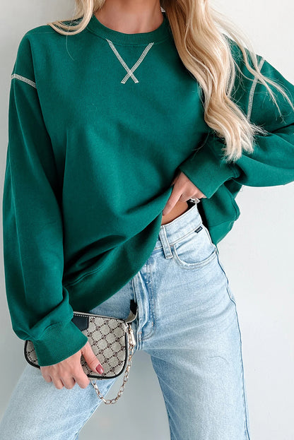 Skobeloff Contrast Stitched Detail Oversized Crewneck Sweatshirt