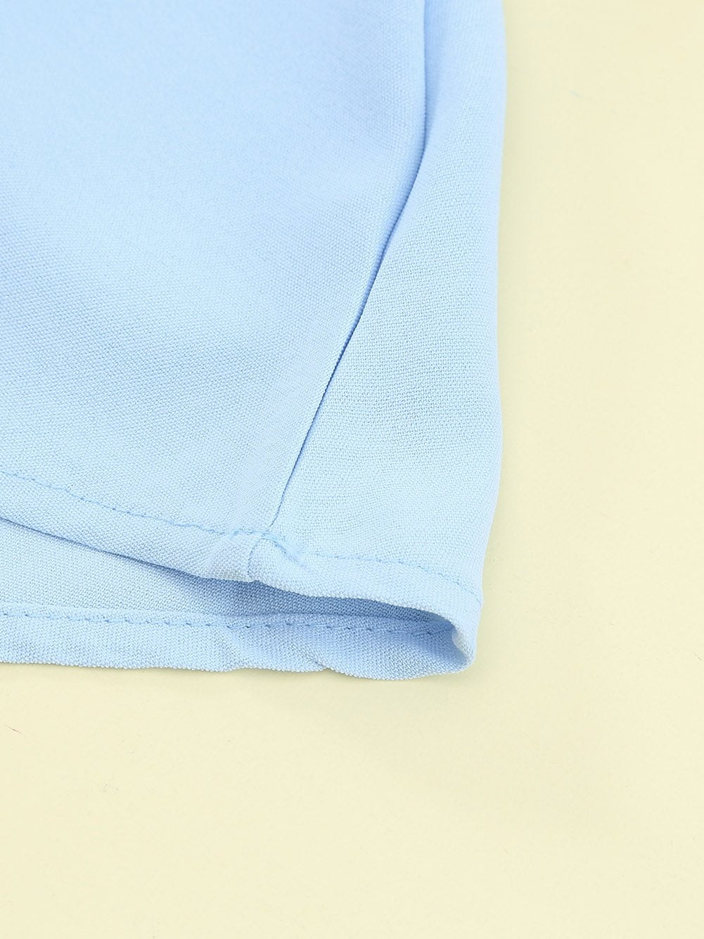 Elegant Sky Blue V Neck Lace Detail Blouse