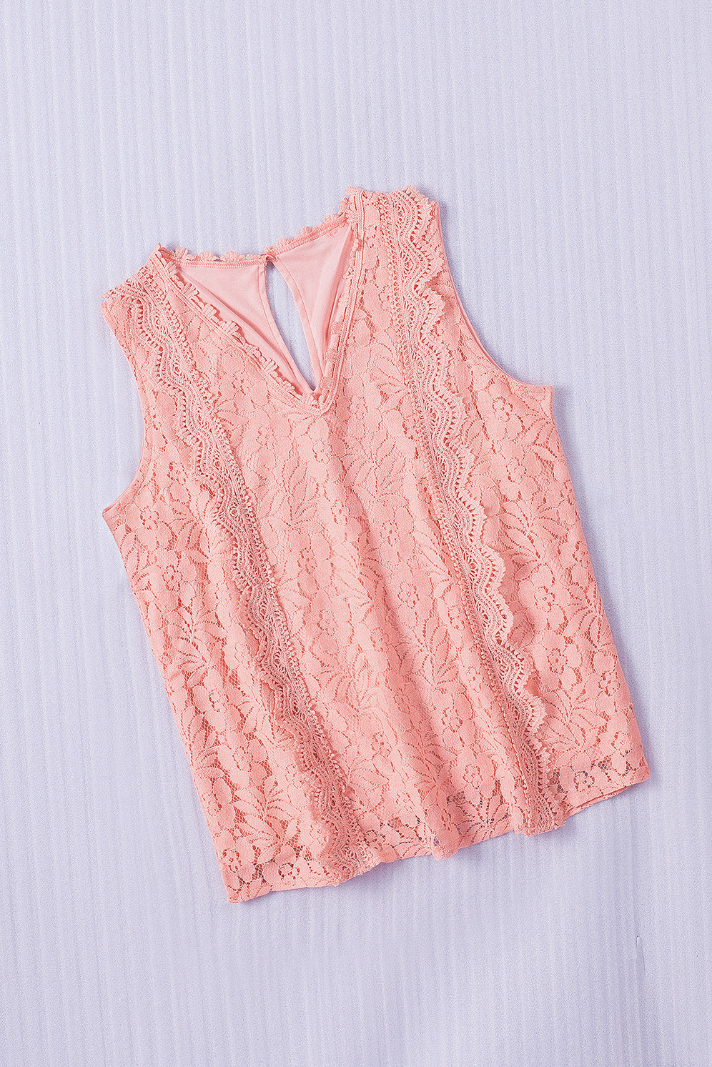 Floral Lace Sleeveless V Neck Top