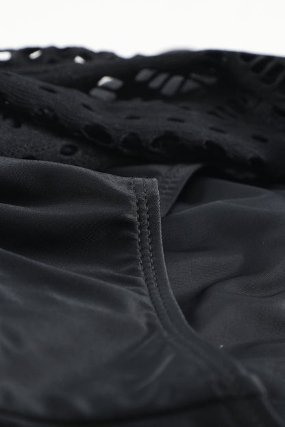 Black Lace Swim Shorts with Attached Briefs