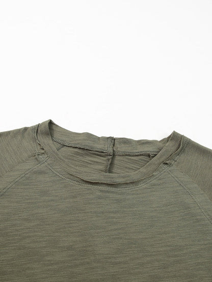 Green Classic Round Neck Long Sleeve Sweatshirt