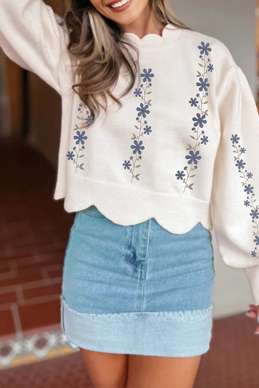 floral embroidered sweater