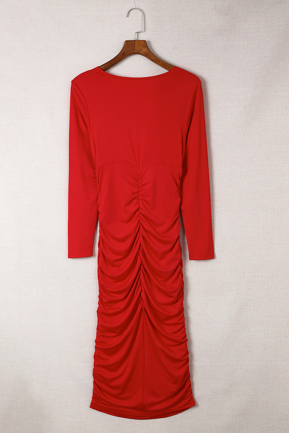 Fashion Solid Square Neck Long Sleeve Bodycon Dress