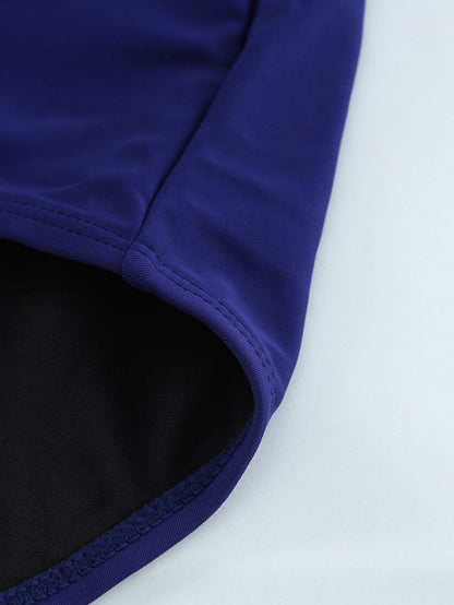 Elegant Navy Blue Cross Back Maillot Swimsuit