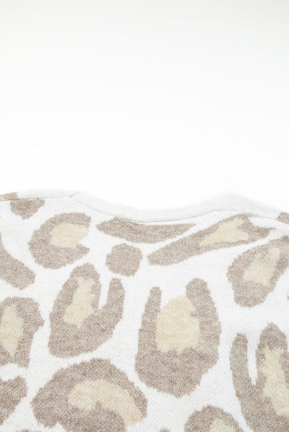 Leopard Print Beige Plus Size Cardigan