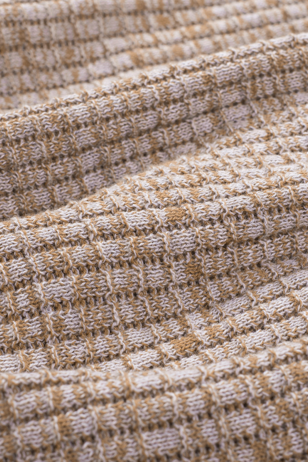 Khaki Reversible Wrap V Neck Waffle Knit Sweater