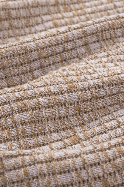 Khaki Reversible Wrap V Neck Waffle Knit Sweater