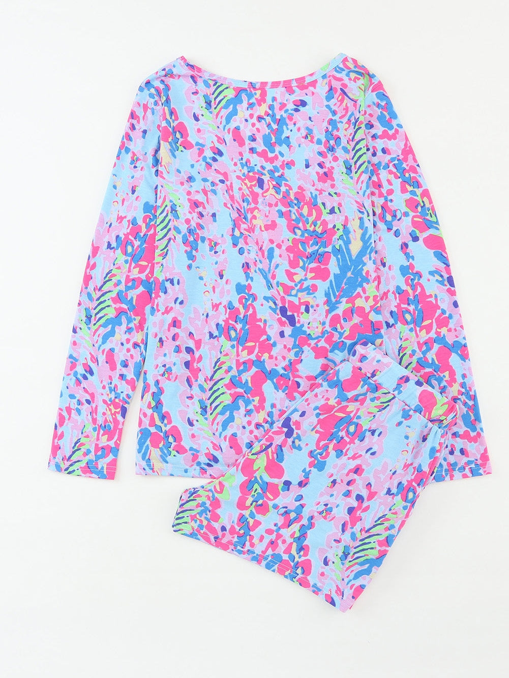 Floral Sky Blue Lounge Set with Coordinating Drawstring Shorts