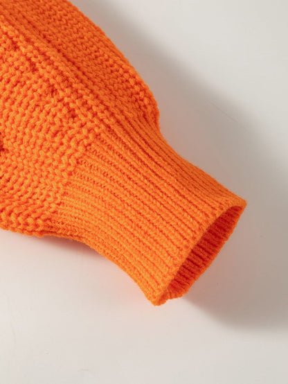 Floral Patchwork Drop Shoulder Knit Sweater with Colorblock Design