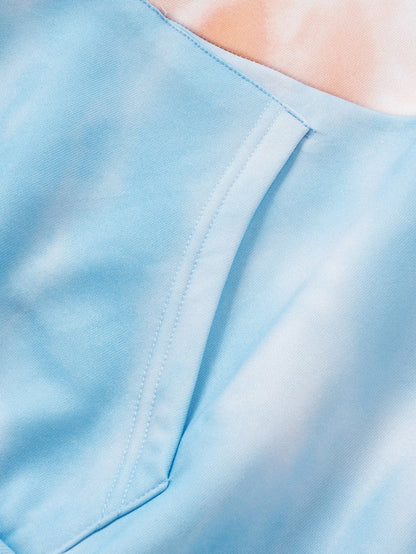 Cozy Sky Blue Plus Size Hoodie with Colorblock Design