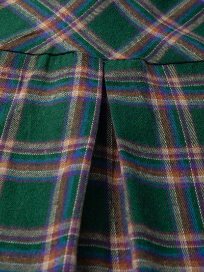 Green Plaid Oversized Tunic Shirt with Half Sleeves