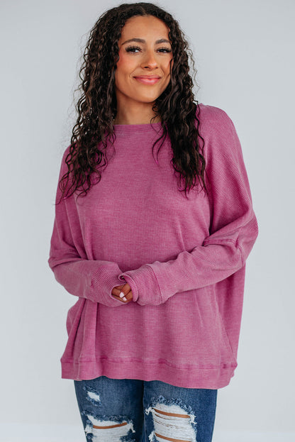 textured long sleeve top
