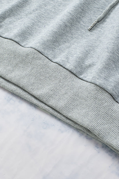 Grey Casual Solid Color Lace-up Hoodie