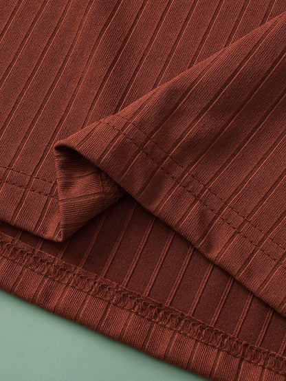 Chestnut Plus Size Ribbed Knit Henley Tee