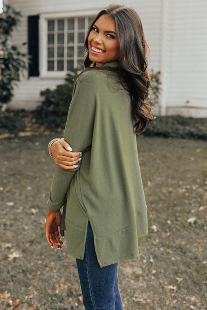 Jungle Green High Neck Split Shift Tunic Top