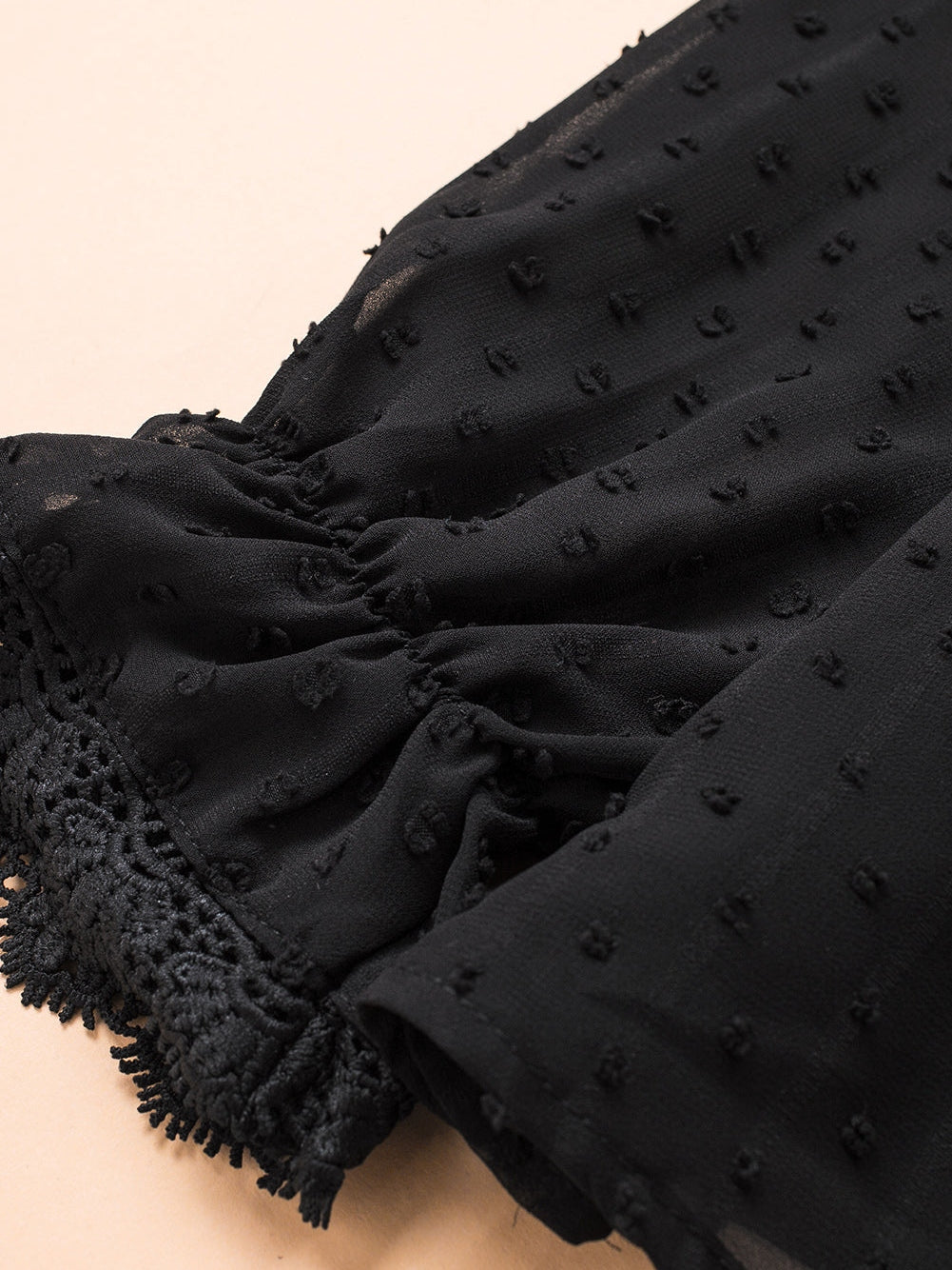 Elegant Swiss Dot Lace Detailed V-Neck Blouse