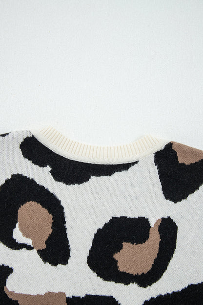 leopard patchwork sweater