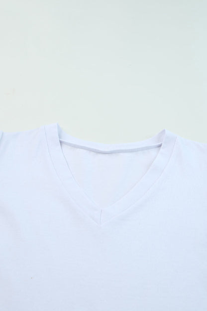 Elegant White Puff Sleeve V-Neck Top