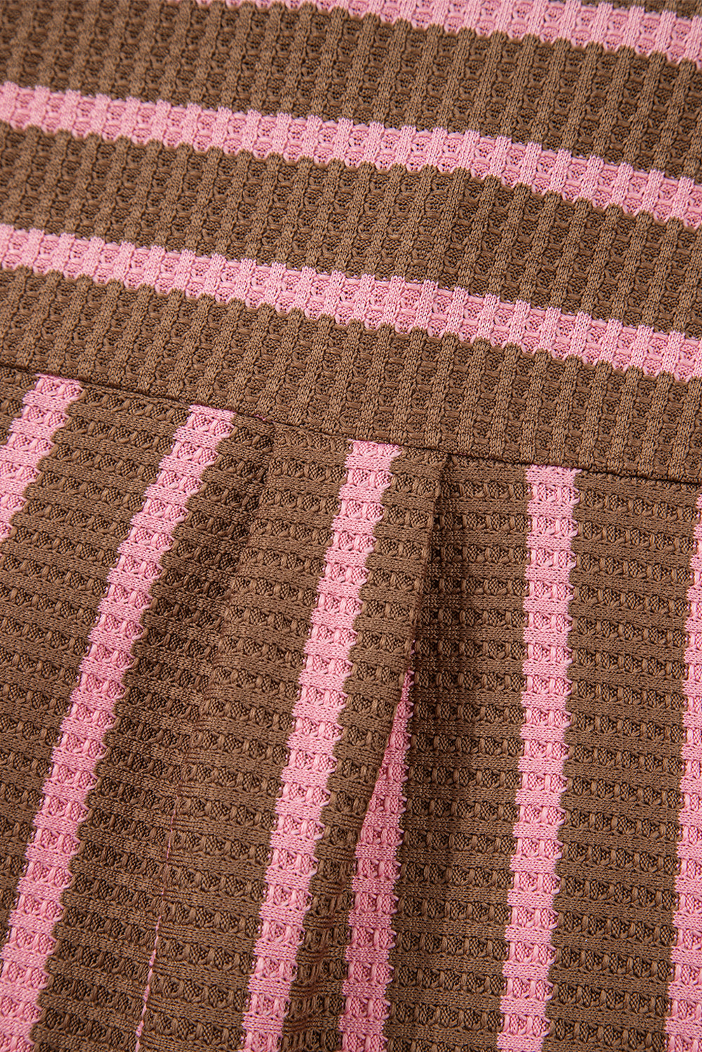 Multicolour Striped Knit Contrast Patchwork Button Flap Pocket Raw Hem Shacket