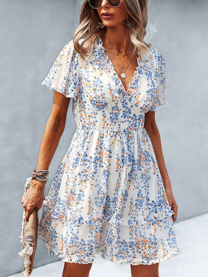 Mini Dresses - Temperament Commuting Floral Sexy Mini Dress - MsDressly