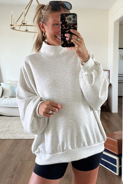 Light Grey Oversized Mock Neck Sweatshirt