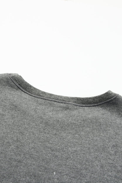 Gray Colorblock Pullover Sweater with Long Sleeves