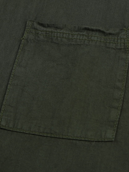 Green Casual Denim Shirt with Boyfriend Style