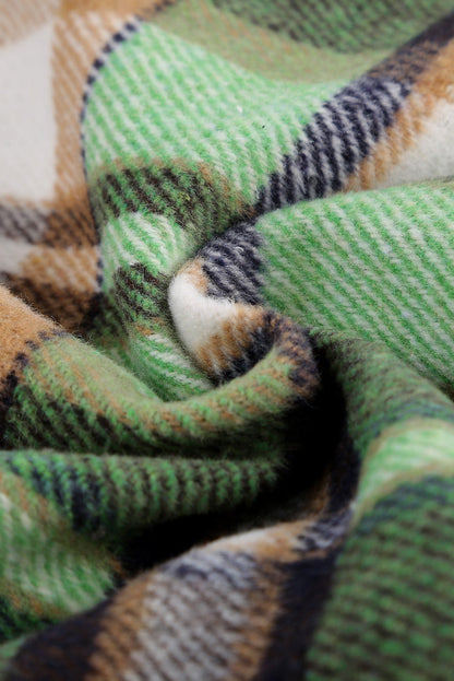 Green Plaid Print Shacket with Pockets