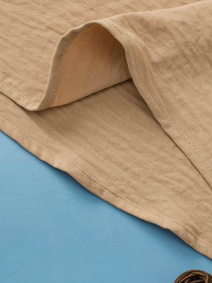 Light Beige Ruffle Sleeve Plus Size Top for a Chic Look