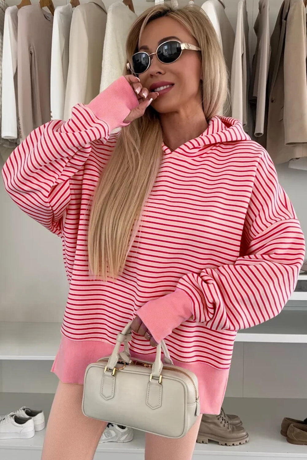 stripe print hoodie