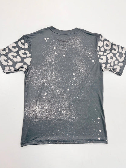 Gray Leopard Tie Dye Short Sleeve T-shirt