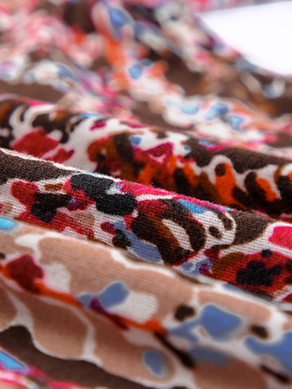 Flamboyant Crimson Curvy Floral Print Mini Dress