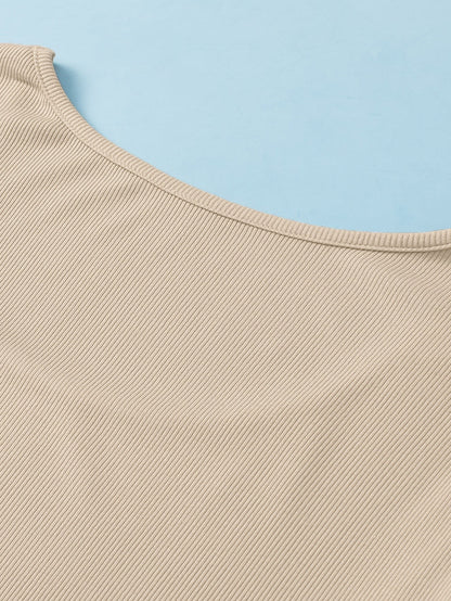 Lace Sleeve Ribbed Pullover with Square Neck