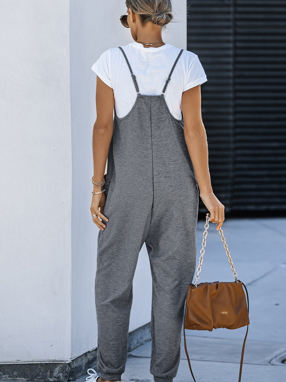 Elevate Your Street Style with Women's Sleeveless V-Neck Jumpsuit