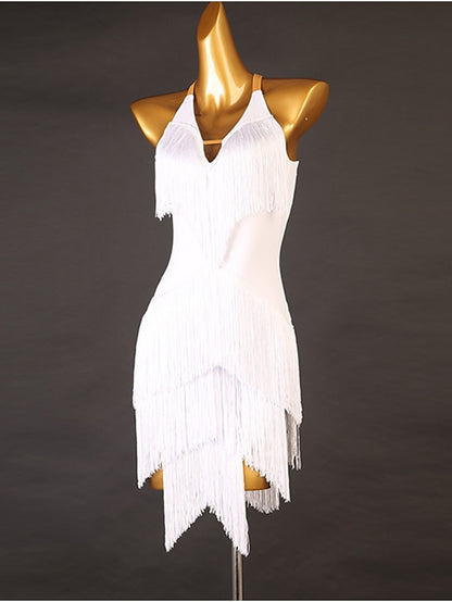 Latin Dance Dress Tassel Split Joint Women's Performance Training Sleeveless Chinlon - LuckyFash™