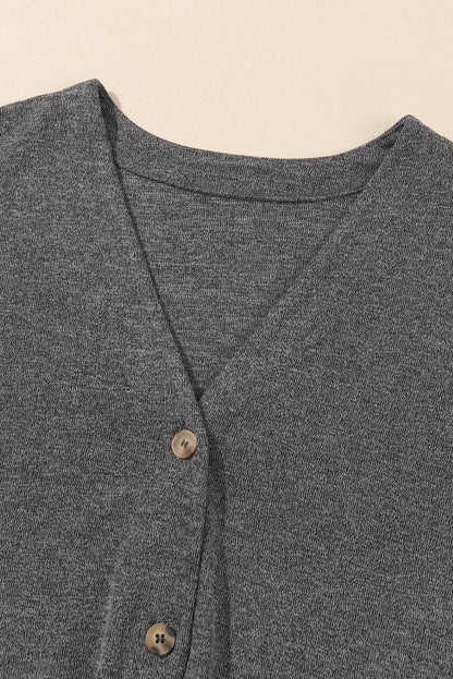 Dandelion Print Button Long Sleeve Cardigan