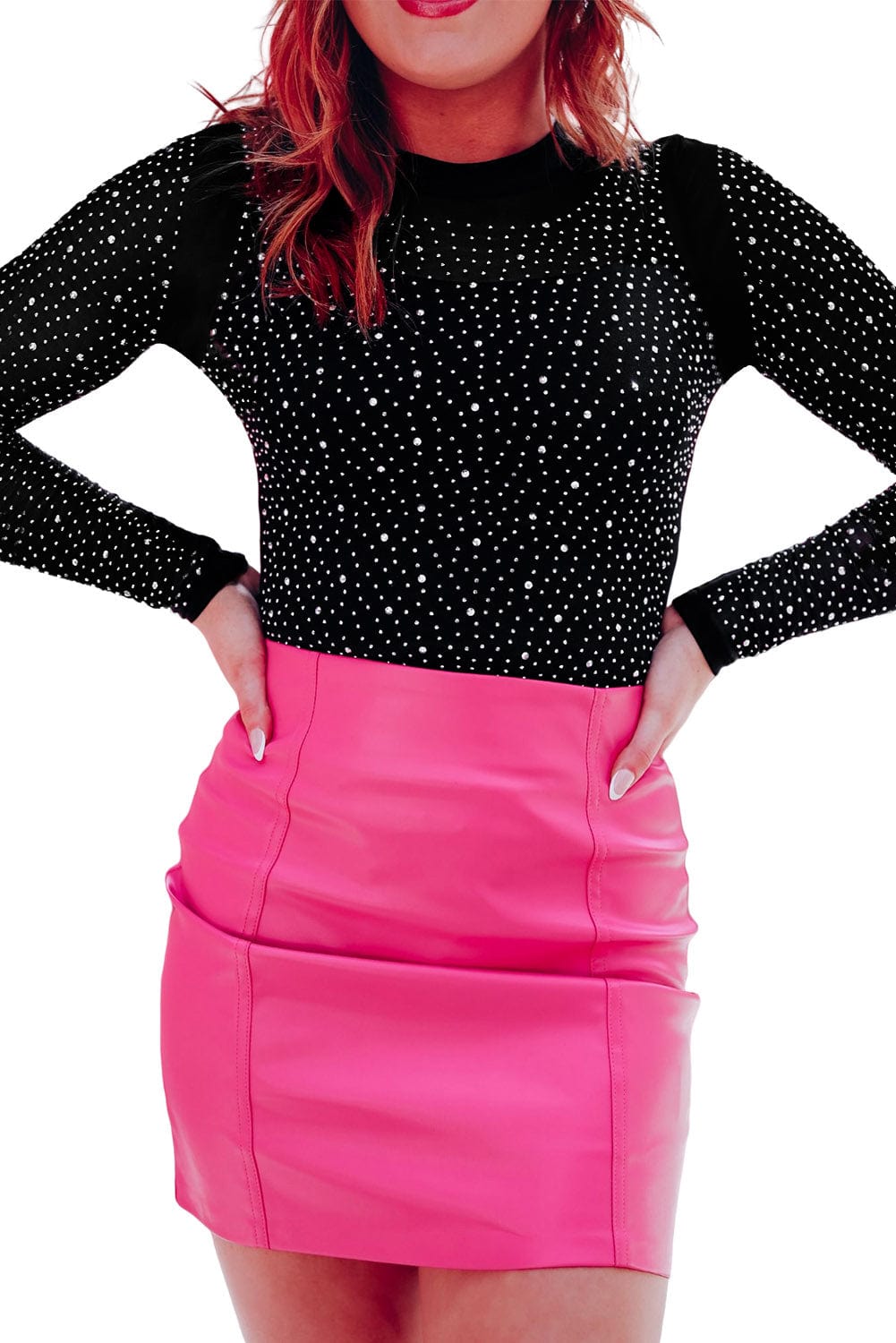 Dazzling Rhinestone Embellished Long Sleeve Bodysuit