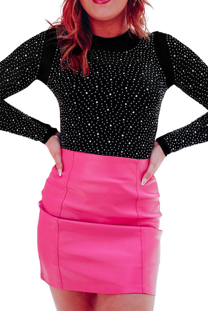 Dazzling Rhinestone Embellished Long Sleeve Bodysuit