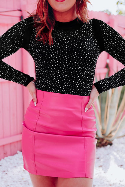 Dazzling Rhinestone Embellished Long Sleeve Bodysuit