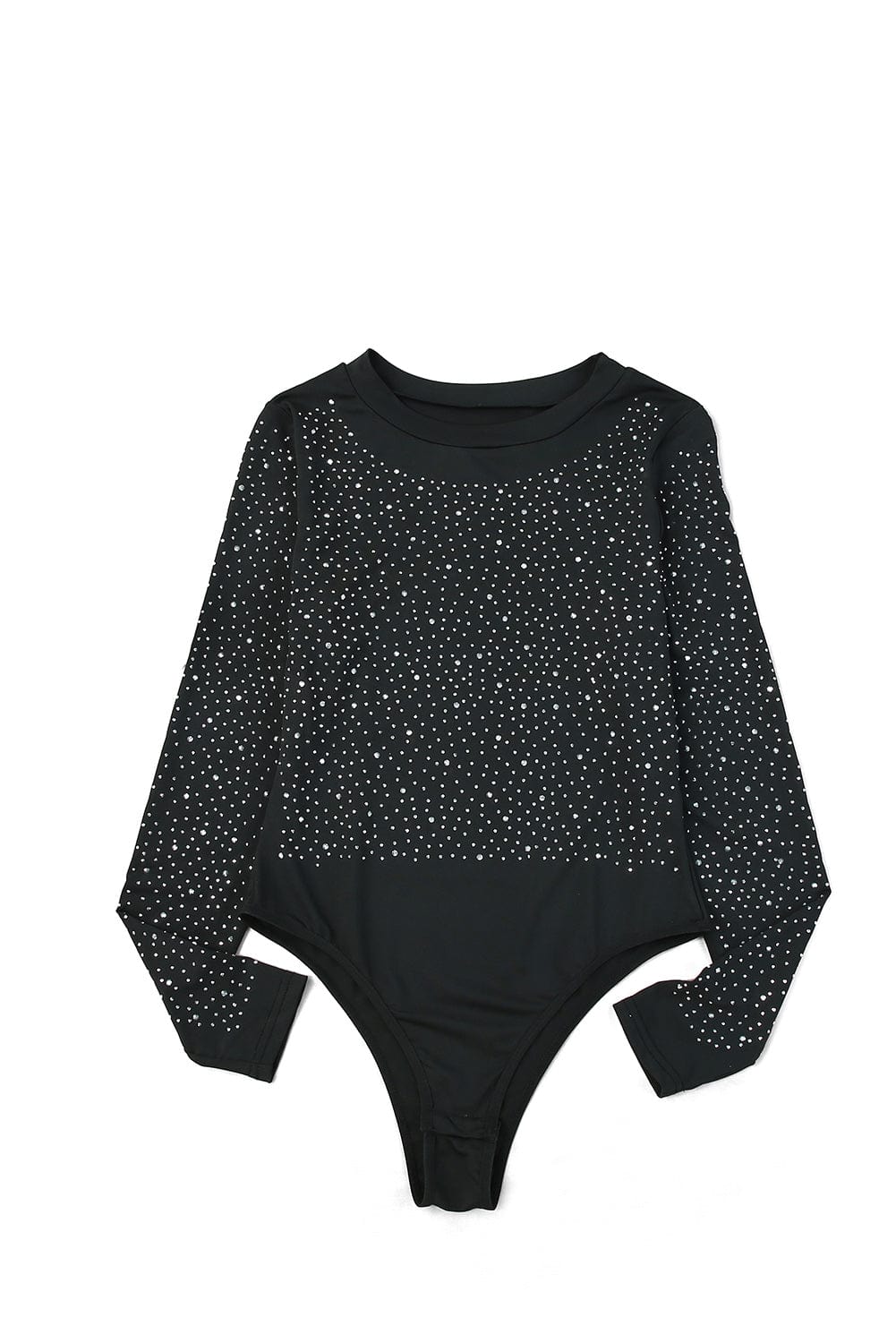 Dazzling Rhinestone Embellished Long Sleeve Bodysuit