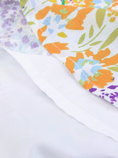 Floral Print Ruffle Sleeve Plus Size Mini Dress