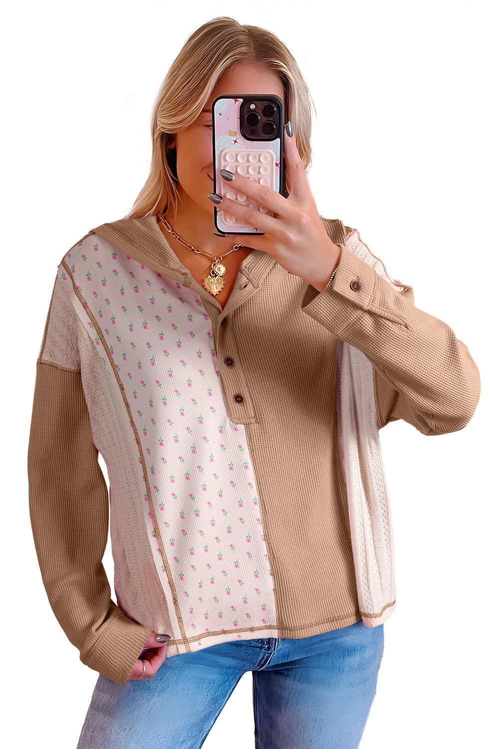 floral patchwork hoodie