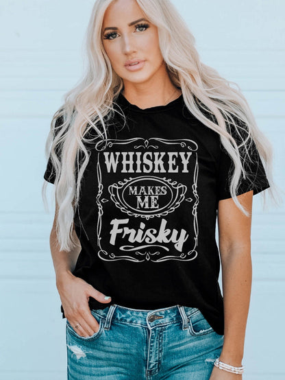 Frisky Vibes Black Whiskey Print Tee