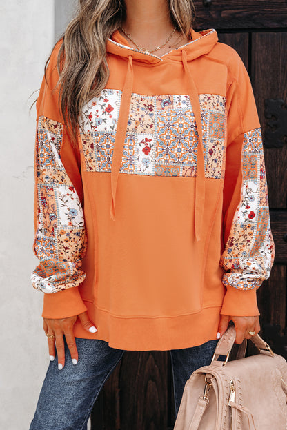 floral patchwork hoodie