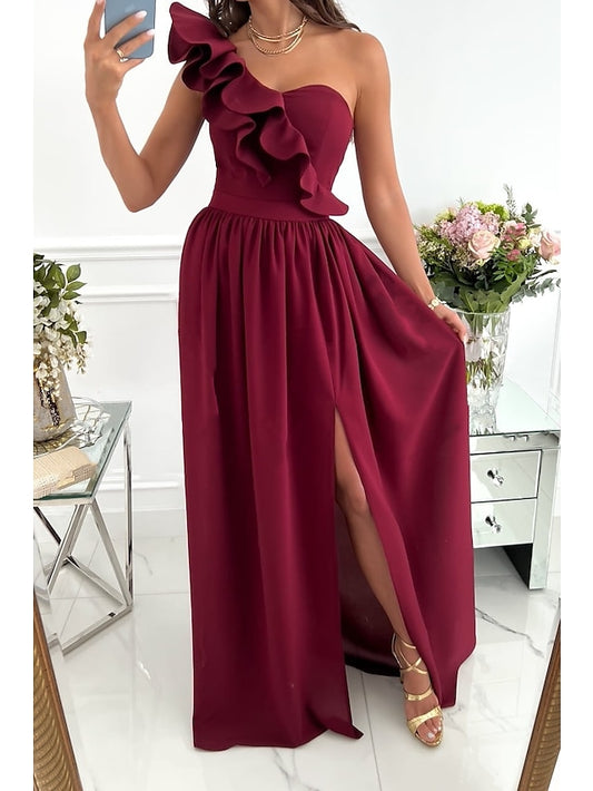 Women's Dress - Casual Dress Swing Dress Long Dress Maxi Dress Green Black Wine Sleeveless Pure Color Patchwork Spring Summer Cold Shoulder 2023 S M L XL XXL