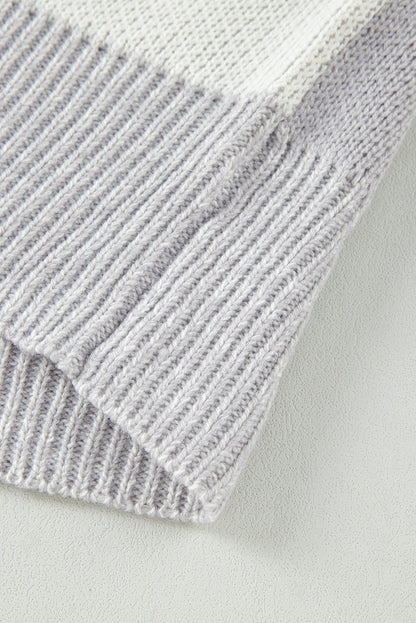 Grey Plaid Drop Shoulder Knit Sweater