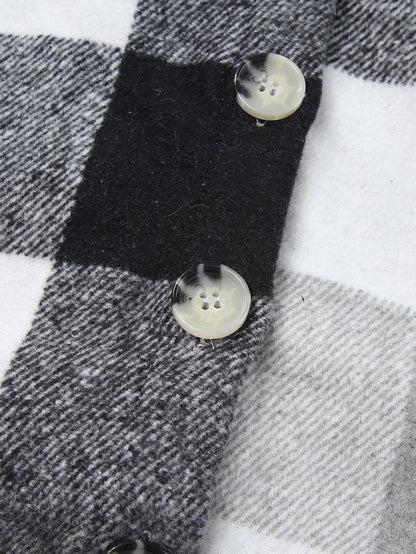 Gray Plus Size Checkered Button-Up Shacket