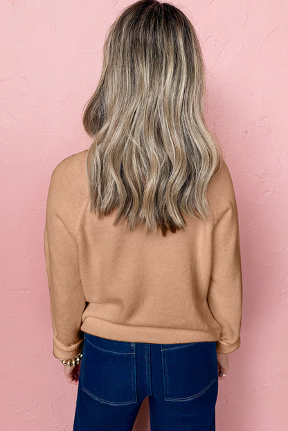 Light French Beige MERRY Letter Pattern Christmas Raglan Sleeve Sweater