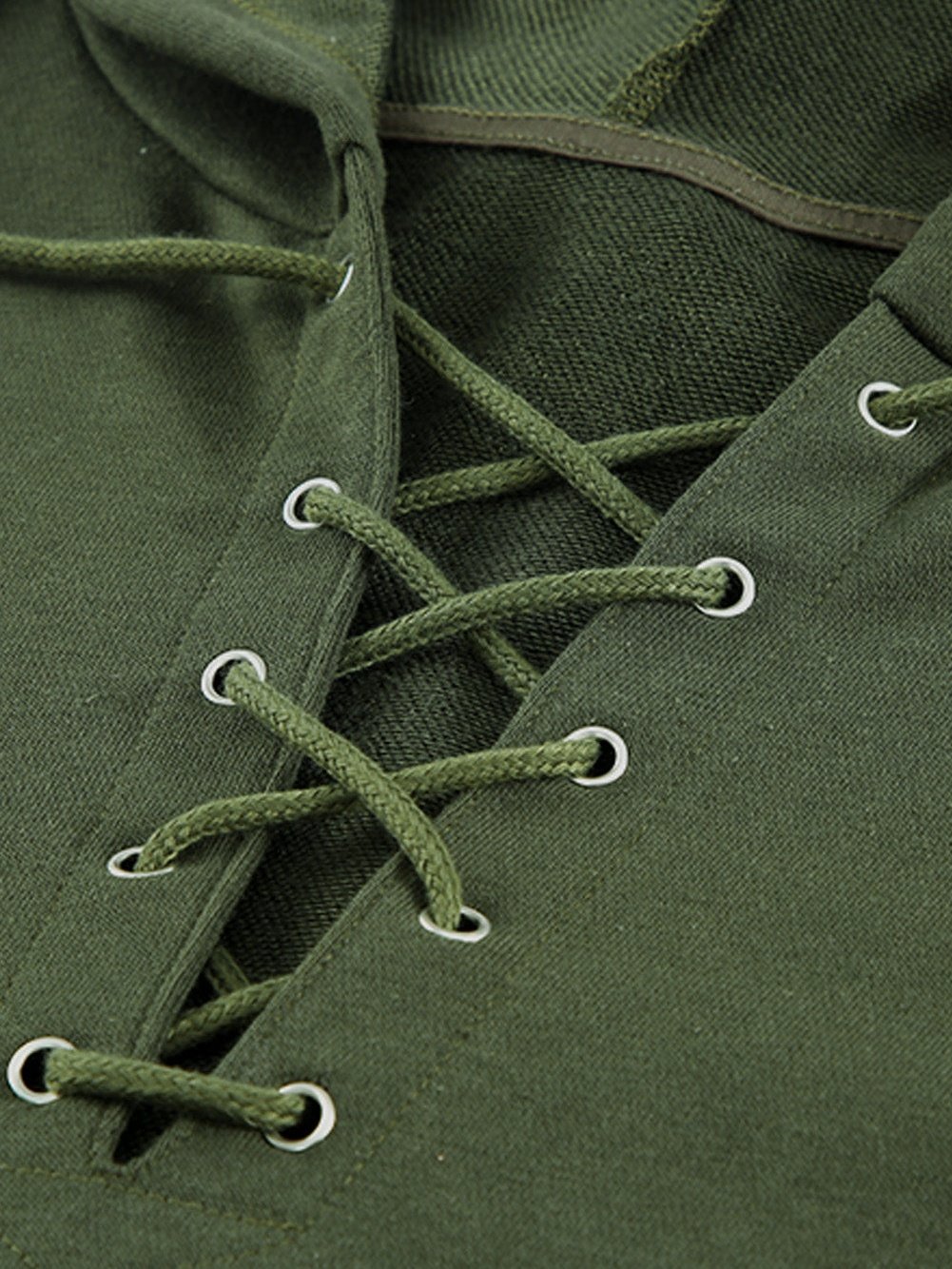 Elegant Green Lace-Up Hoodie for a Stylish Look
